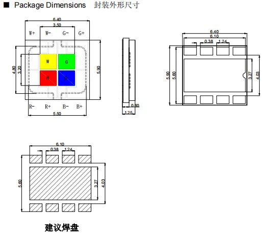 6065 RGBW dimension 6065 RGBW dimension